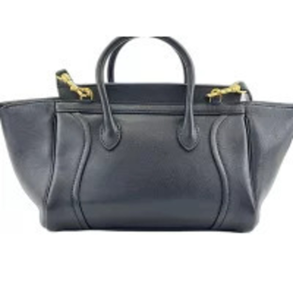 Celine Luggage Handbag Leather Black